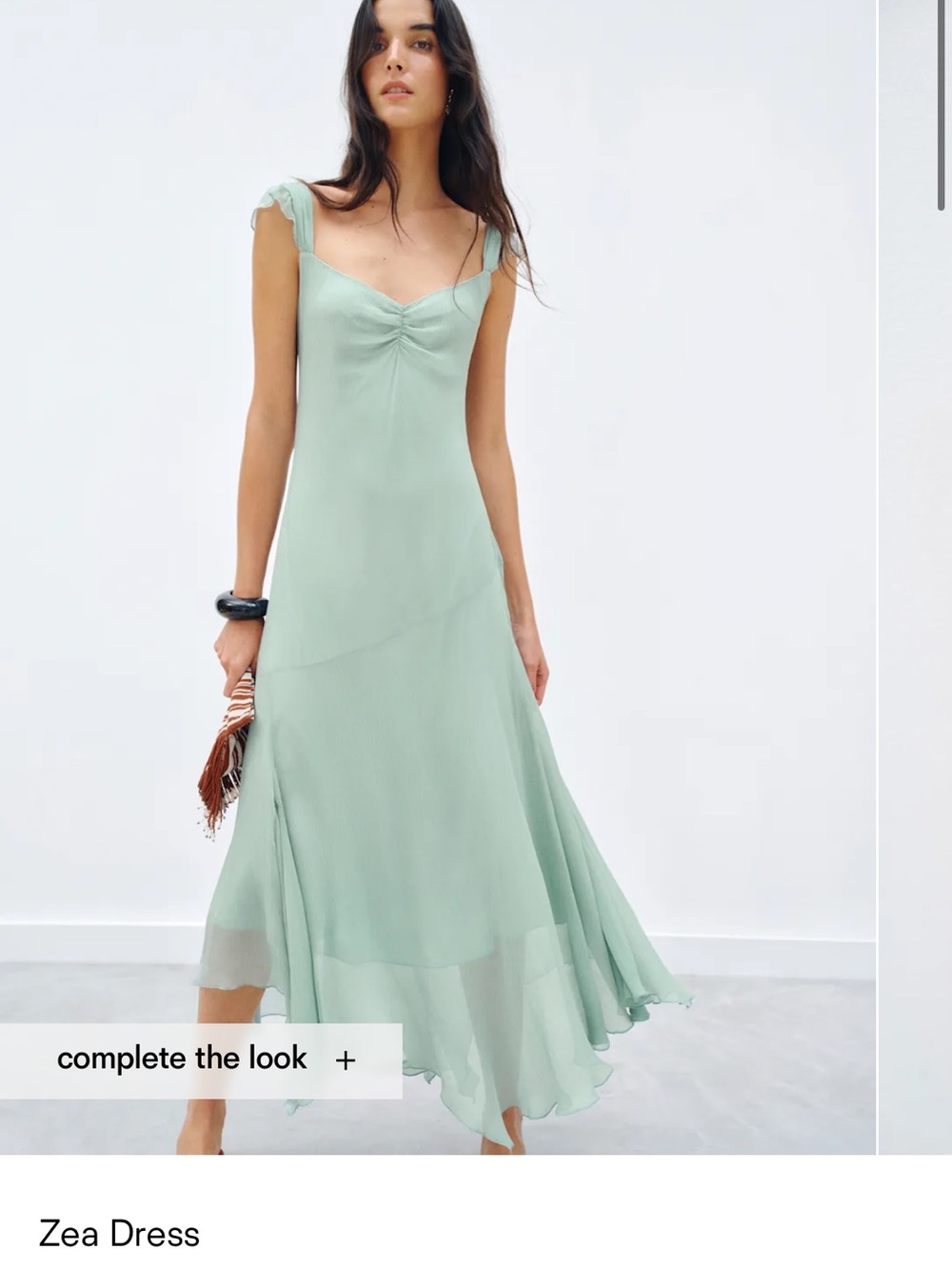 Reformation Zea Dress — Soft Mint Green Midi Slip in Cleadon